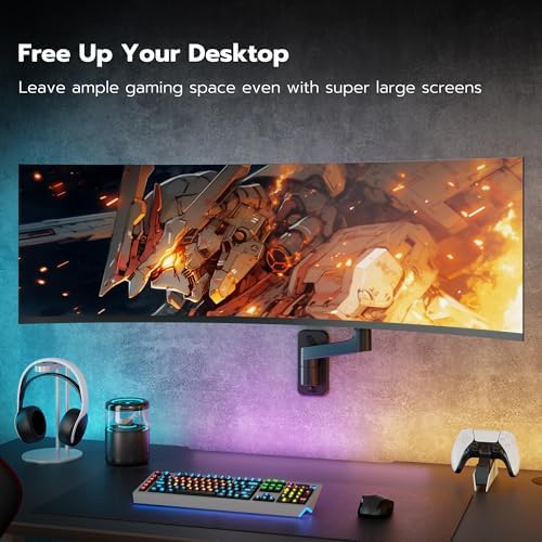 ARES WING Wall Mount Monitor Arm for 17-49 Inch Ultrawide Screens, Black (Pack of 2)