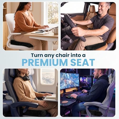 ComfiLife Extra Large Gel & Memory Foam Seat Cushion - Doctor Recommended Office Chair, Car Seat, Lifting Cushion - Back & Sciatica Pain Relief - Wide Seat Cushion for Big & Tall (Black)