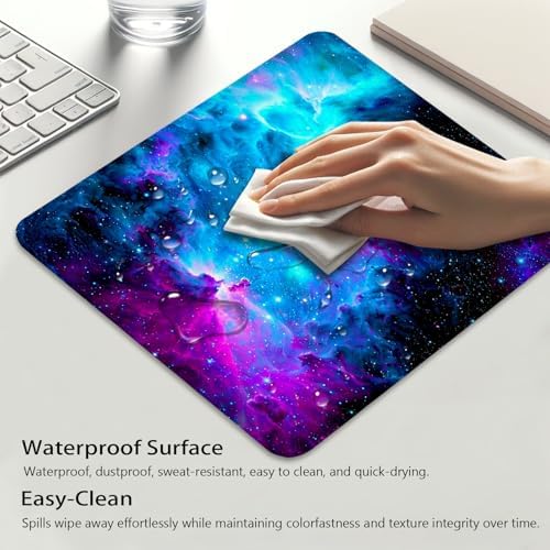 Blue and Purple Nebula Mouse Pad, Cosmic Space Galaxy Durable Desk Mat
