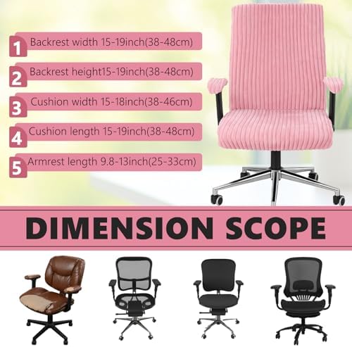 Tegeme Set of 4 Faux Fur Office Chair Covers with Armrest Covers, Pink