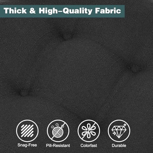 baibu 2-Layer Dining Chair Cushions, 4 Pack, 16.5 x 16.5 x 3.5 in, Black