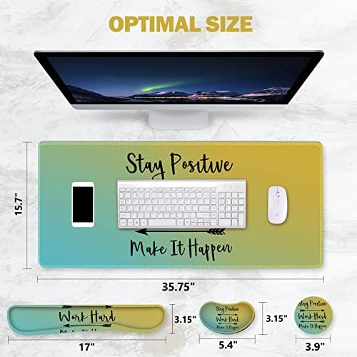 ToLuLu Extended Gaming Mouse Pad, Memory Foam Ergonomic Keyboard Mouse Wrist Rest Support Set, Large Desk Mat with Stitched Edges, Non-Slip Base Mousepad for Home Office Game, Inspirational Quotes