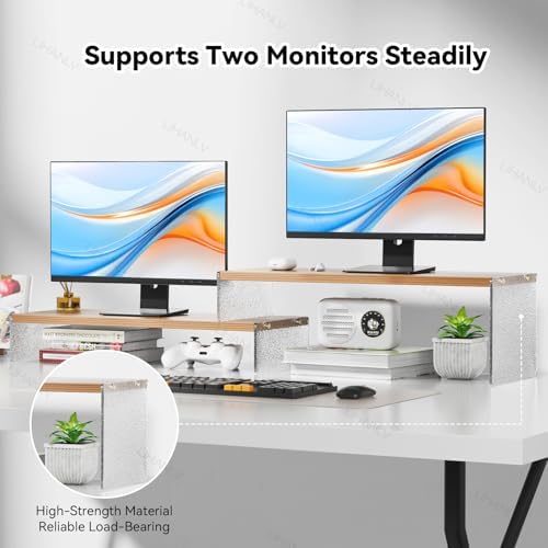 YGYQZ Adjustable Monitor Stand Riser, 7.67"×19.3" Dual Monitor Desk Stand