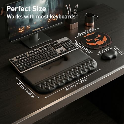 Tsciute Keyboard Stand with Wrist Rest, Pumpkin Mouse Pad & Bat Wrist Rest