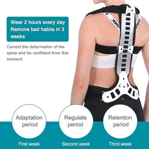 Orthosis Cervical Thoracic Halo Brace, Metal Spinal Auxiliary Orthosis, Adjustable Rigid Metal Extension Back Straightener Brace Vest, for Kyphosis Humpback Thoracic Spinal Support Pain Relief