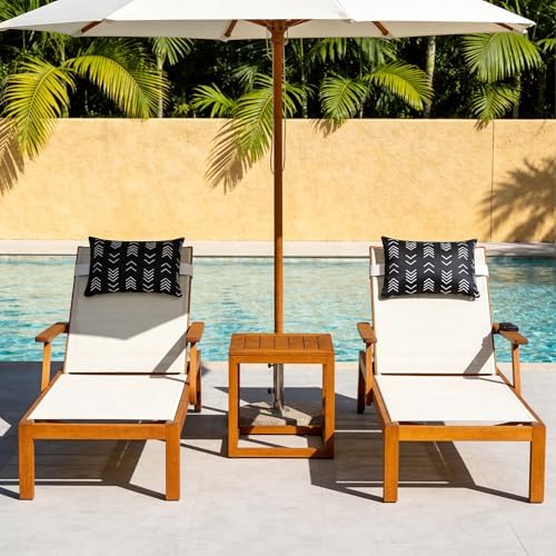 Black Geometric Outdoor Chaise Lounge Head Pillow 11"x16" Set of 2