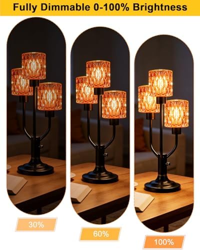 Lightdot Mid Century Modern Table Lamp Red Glass Dimmable 3 Bulbs Included
