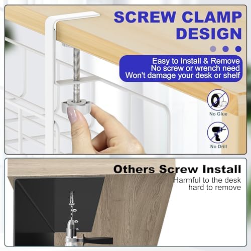 Under Desk Cable Management Tray No Drill Steel Rack White