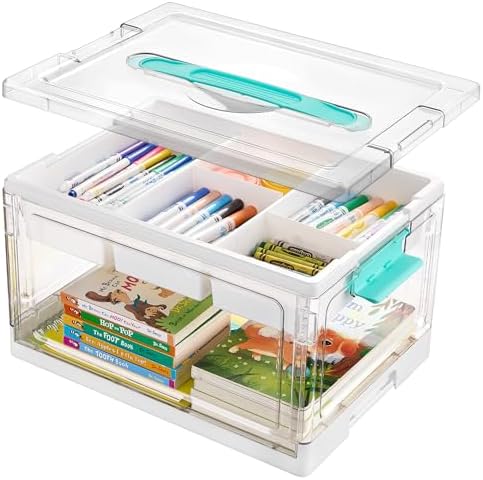 Vtopmart 24 QT Clear Craft Organizer with Removable Tray & Dividers, 1 Pack