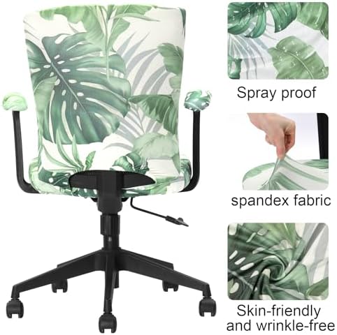 Tallew 4 Pcs Office Chair Cover Desk Seat Stretchable Set, Palm Leaves