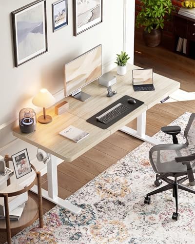 HUANUO 60 x 30 Inch Large Electric Standing Desk, Brushless Motor, Natural