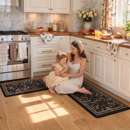 LEEVAN Anti Fatigue Kitchen Mats for Floor, Cushioned Kitchen Mat Set 2PCS