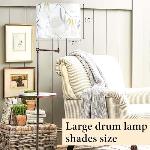 GO&SO Lamp Shades 1Pc,16" D x 10" H,Leaf Floral,Large Drum Lamp Shade