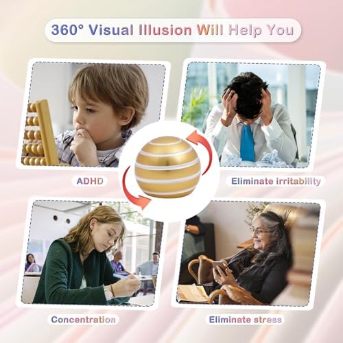 Desk Toys for Fidget Kinetic Cool-Gadgets: 180 Seconds Spinning Toy, Cool-Stuff Thing for Adult Teen Children Kid, Optical-Illusion Stress-Relief Gifts Ball for Man Women Home Office School Christmas