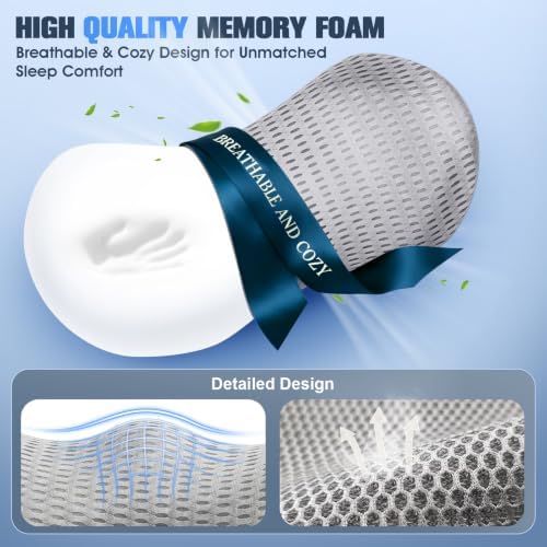Lumbar Support Pillow,Ergonomic Memory Foam Lumbar Pillow for Chairs Gray