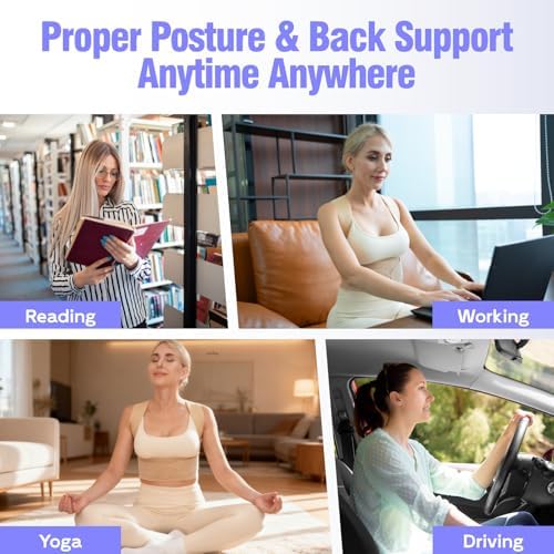 Posture Corrector for Women, Invisible Lightweight Adjustable Back Brace for Neck Shoulder & Upper Back Pain Relief - Improve Posture Correct Scoliosis & Hunchback Under Clothes (Beige, L)