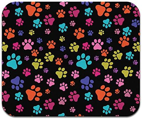 Non-Slip Rectangle Mousepad, WIRESTER Multicolor Paws Dog Mouse Pad for Home, Office and Gaming Desk