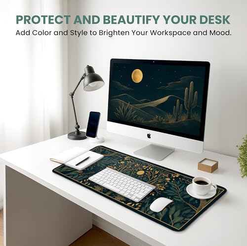 Aesthetic Desk Mat, Cute Hidden Bloom Desk Pad Protector for Work & Decor, 35.4" x 15.7", Pretty Non-Slip Extended Mouse Pad for Office or Home