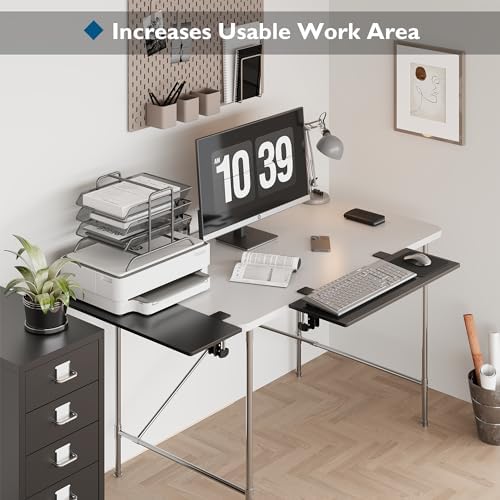 BONTEC Ergonomics Desk Extender Tray, 27.2 x 9.5 Inch, Black Carbon Fiber