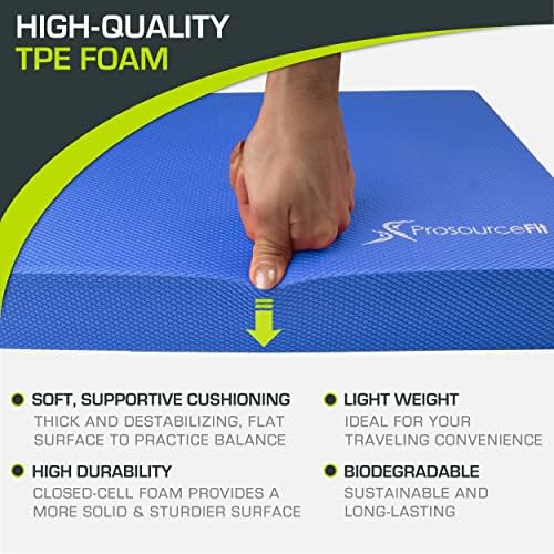 ProsourceFit Exercise Balance Pad, Non-Slip Cushioned Foam Mat & Knee Pad for Fitness and Stability Training, Yoga, Physical Therapy