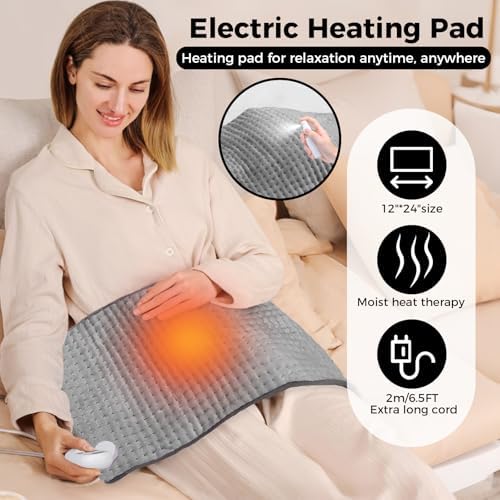 Heating Pad for Back, 12"×24" Electric Heating pad for Women, Men