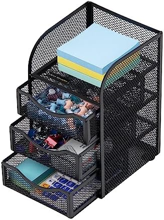 Mind Reader Desktop Accessory Storage, Paper Binder Clip Basket, Workspace, Office, Metal Mesh, 4.75"L x 5"W x 8"H, Black