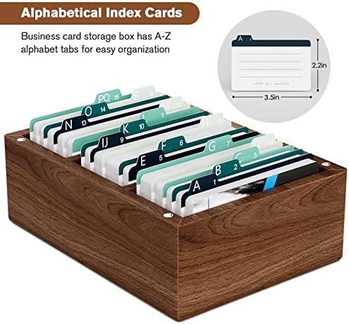 MaxGear Walnut Wood Business Card Organizer for 2.2" x 3.5" Cards