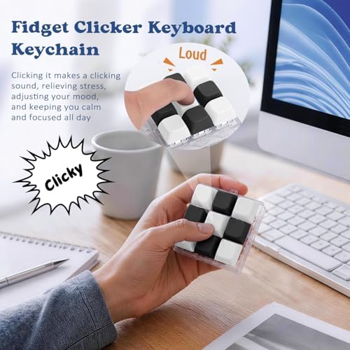 Keyboard Fidget Toy, Creamy Fidget Clicker Keyboard Fidget Keychain, Button Fidget Gifts for Adults, Boost Focus & Ease Anxiety Anywhere — Perfect Stress-Relief Gift (3×3 Grid Layout A-C)