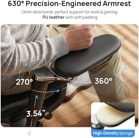 Ergonomic Mesh Office Chair - 10 Hours Comfort Dual Lumbar Support, 330lbs