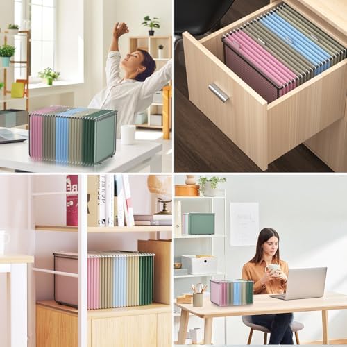 Hanging File Folder Frame Set of 2, Metal Mesh Hanging File Organizer, Hanging File Folders Legal/Letter Size for Hanging Folders Office File Organizer for Desk
