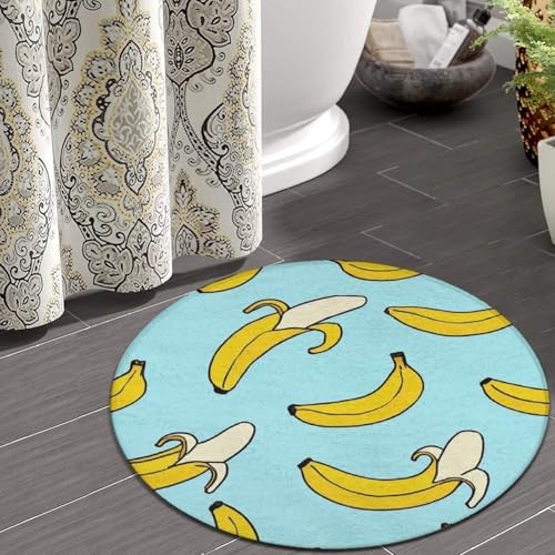 Fashion Round Area Rug Large Non Slip Carpet Unisex Home Decor Mat Cute Banana