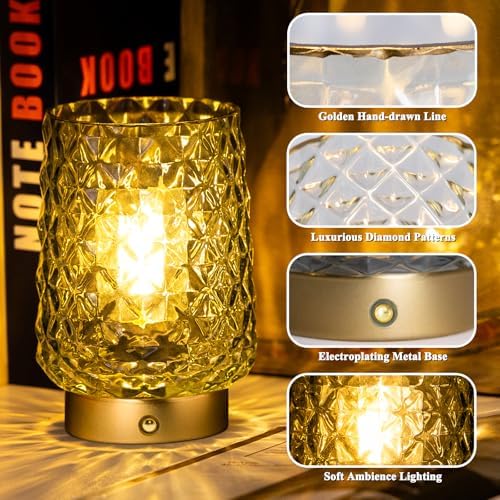 MJ PREMIER Rechargeable Table Lamp Smalll Cordless Lamp Dimmable Brightness