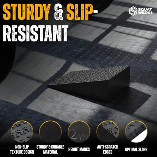 Squat Wedge & Calf Raise Block, 2-PCS Non-Slip Heel & Foot Elevated Slant Board for Workout, Weightlifting, Physical Therapy & Calf Stretching, For Men & Women