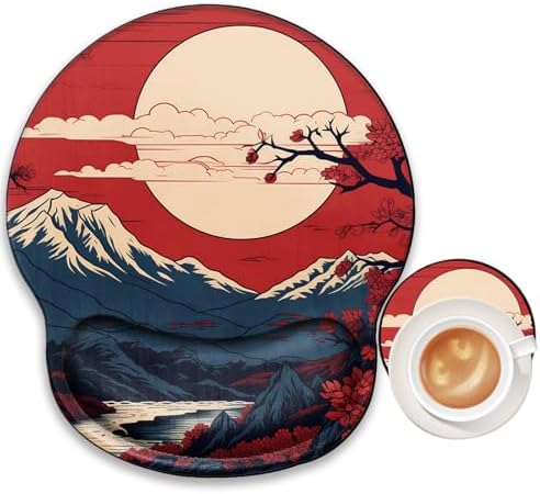 Mountain Mouse Pad with Wrist Support Setting Sun Mousepad Wrist Rest Gel Mouse Mat Sunset Cushion Mouse Pads for Computer Office Work Women Men Kids