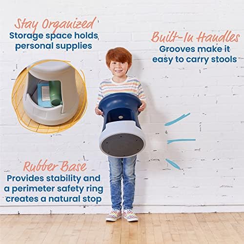 ECR4Kids Active Storage Wobble Stool, 15in Seat Height, Childrens Furniture, Navy/Light Grey