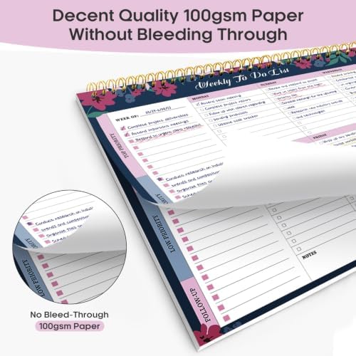 Taja Weekly To Do List Notepad, Undated Weekly Planner Pad, 8.5" x 11"
