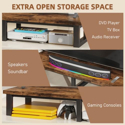 YAOHUOO 45" Large TV Riser for 32-60 inch TV, TV Riser Stand Shelf,Brown