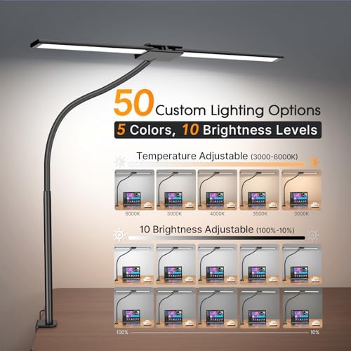 Syrinx LED Desk Lamp for Home Office, 18W 2000LM Dual Head Architect Lamp