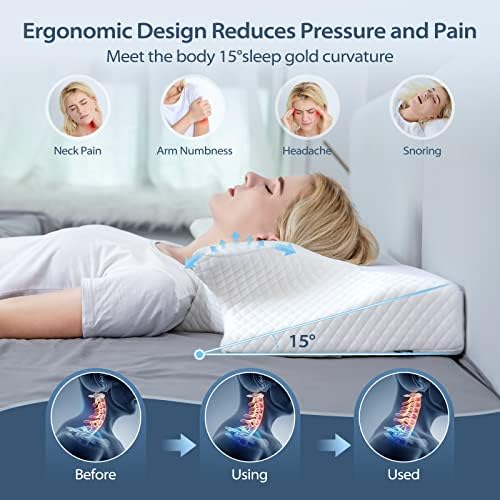 HOMCA Cervical Pillow, Ergonomic Memory Foam Neck Pillow for Pain Relief