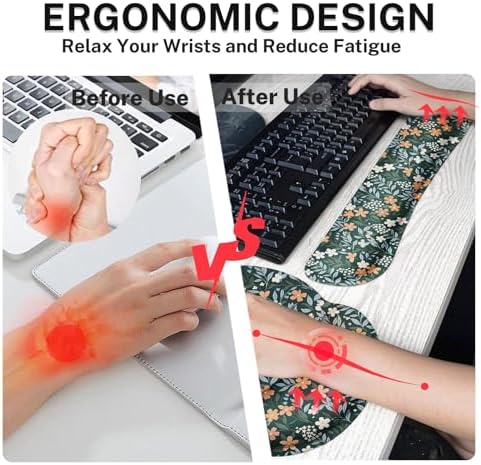 Britimes Ergonomic Mouse Pad Set with Wrist Rest, Floral Wildflower