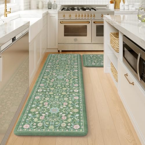 KIMODE Kitchen Floor Mat Anti Fatigue,Kitchen Runner Rug Sets of 2 Non Slip