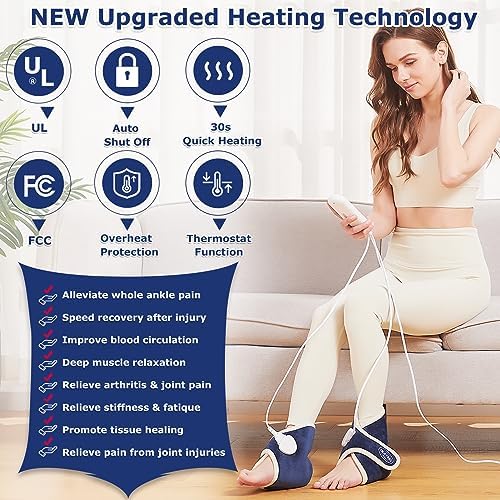 CAMECO 2 Pack Ankle Heating Pads for Achilles Tendinitis Pain Relief, 86℉-158℉ Electric Ankle Heat Wrap Pads for Women Men, Home Office Heated Ankle Braces for Arthritis, Auto Shut Off