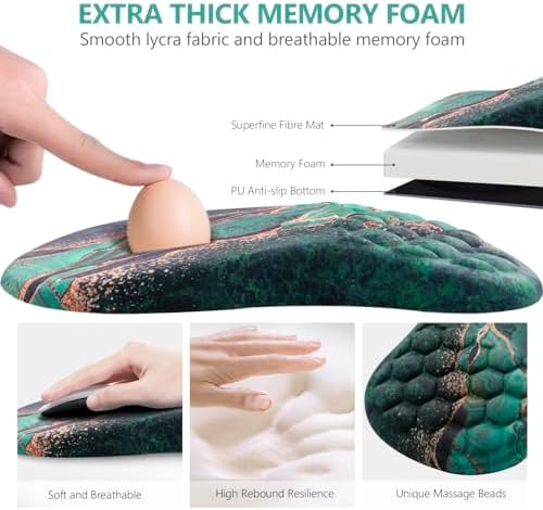 Ergonomic Mouse Pad Wrist Rest, 15° Memory Foam, Non-Slip PU Base