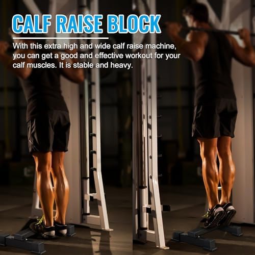 Heavy Duty Steel Calf Raise Bar, Standing Calf Raise Machine, Calf Stretching Squat, Foot Stretch, Anti-Slip Solid Calf Block for Home and Gym, Black
