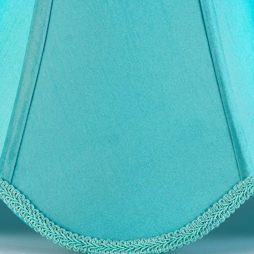 GO&SO Lamp Shade Set of 2,6" x 13" x 10.6",Scalloped Lamp Shade,Teal Petals