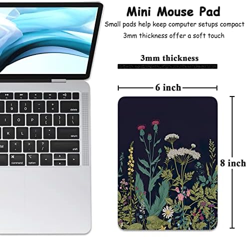 Dapesuom Small Mouse Pad, 6 x 8 Inch Thick Rubber Premium-Textured Non-Slip Portable & Washable Mini Mouse Mat for Women Men Wireless Laptops Keyboard Tray Gaming Work Computer Travel, Elegant Flower