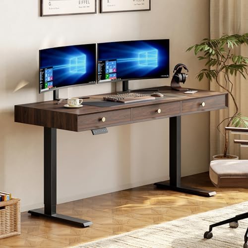 ONBRILL Electric Standing Desk with 3 Drawers, 55x24 Inch Height Adjustable