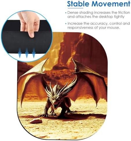 Small Mouse Pad，Mini Mouse Pad 6 x 7 Inch，for Laptop Keyboard Tray Wireless Mouse Home Office Travel，with Non-Slip Rubber Base, Waterproof Mouse Mat，Dragon