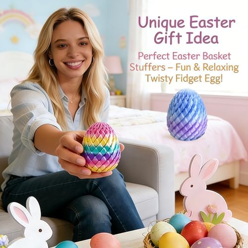 3D Printed Fidget Toys, Twisty Fidget Dragon Egg, Spiral Slippery Egg Toy