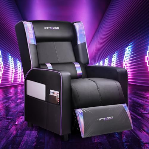 GTRACING Gaming Recliner Chair for Living Room Racing Style Single PU Leather Gaming Sofa for Adults Modern Game Recliners Ergonomic Comfortable Home Theater Seating, Purple